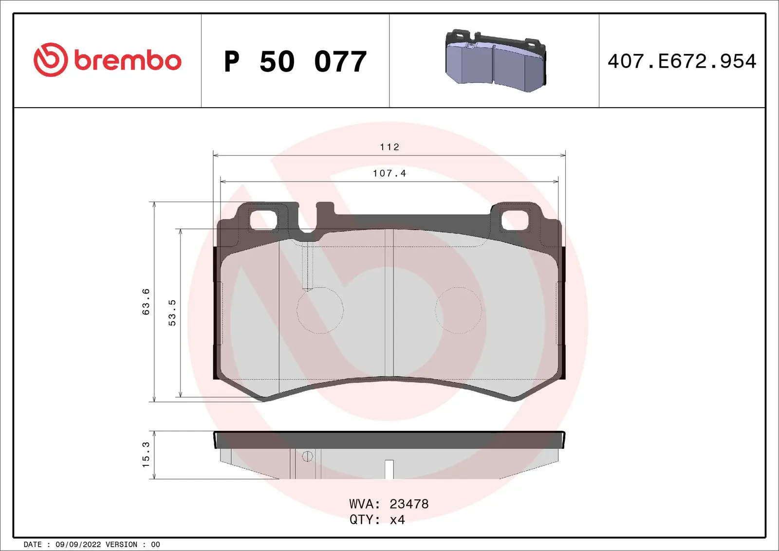 Mercedes CLK Serisi W209 CLK 63 AMG Arka Fren Balatası | BREMBO P50077