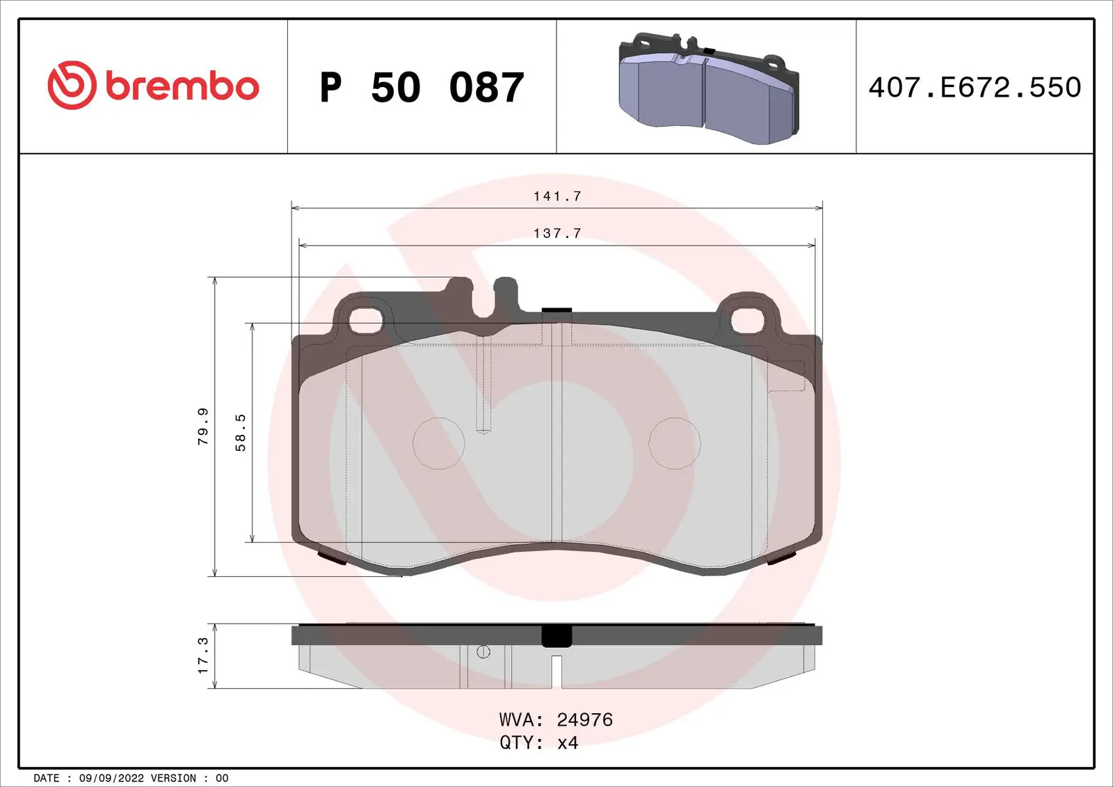 Mercedes CLS Serisi W218 CLS 400 Ön Fren Balatası | BREMBO P50087