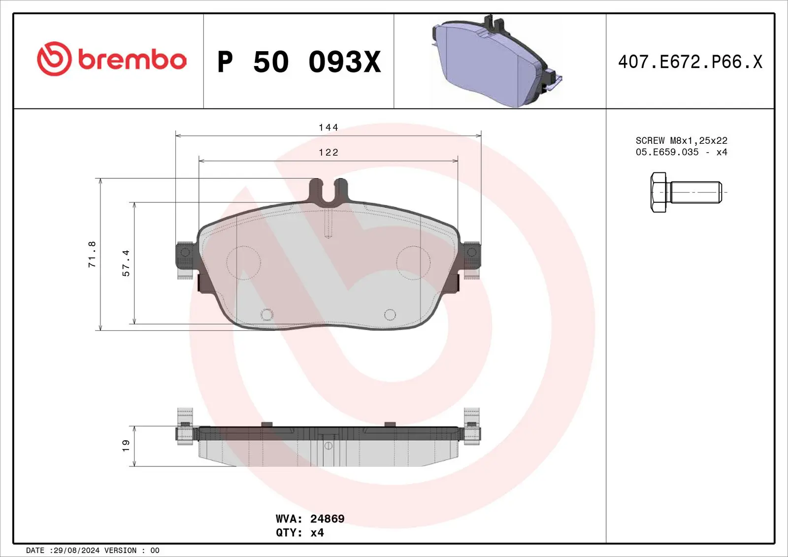 Mercedes B Serisi W246 B 200 CDI Fren Balatası Delikli | BREMBO P50093X