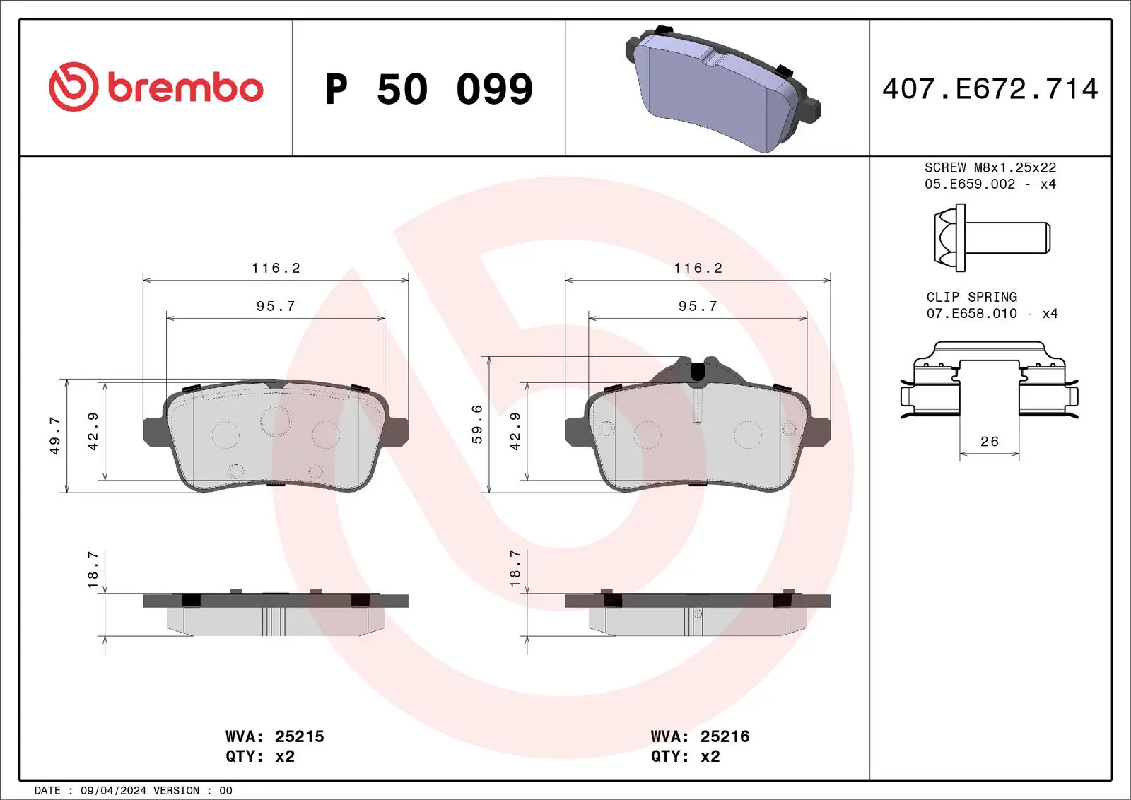 Mercedes GL Serisi W166 GL 500 4-matic Arka Fren Balatası | BREMBO P50099