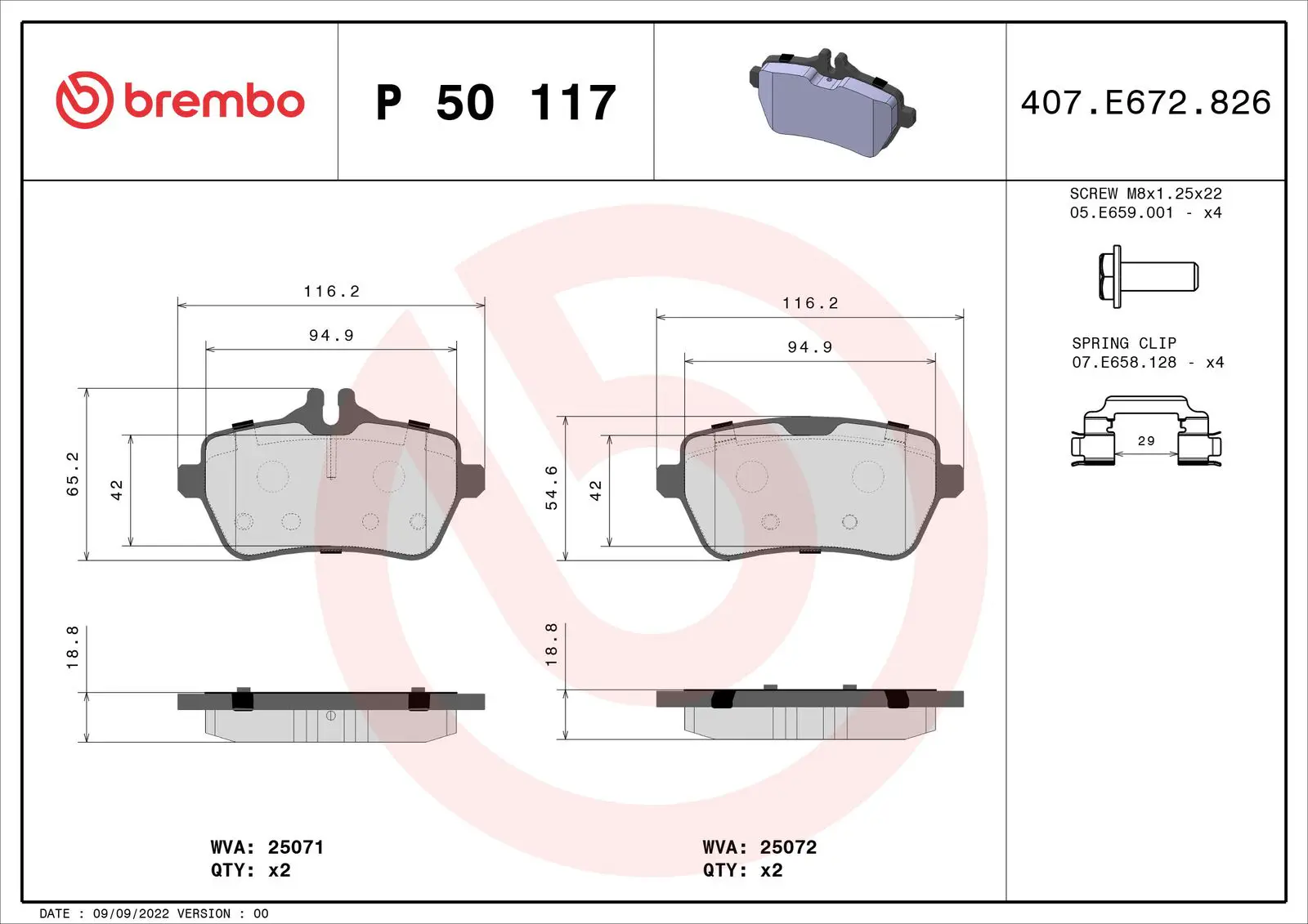 Mercedes S Serisi W222 S 560 e Arka Fren Balatası | BREMBO P50117