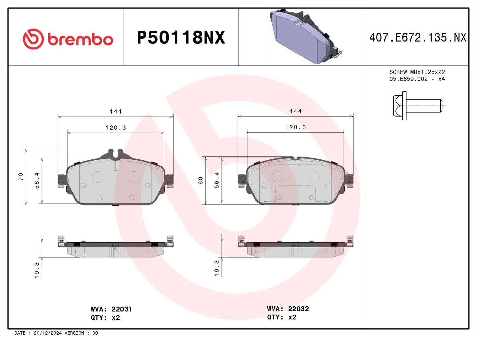 Mercedes C Serisi W205 C 200 EQ Boost Ön Fren Balatası Seramik | BREMBO P50118NX
