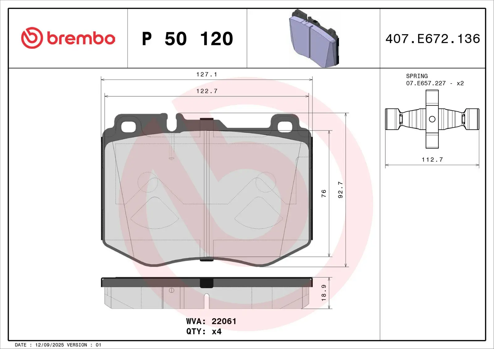 Mercedes C Serisi W205 C 250 d Ön Fren Balatası | BREMBO P50120