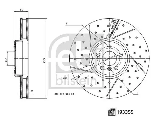 BMW 4 Serisi G22 G23 G26 G82 G83 Fren Diski Ön Sol -M Performance | FEBI 193355