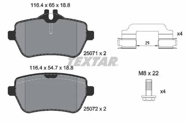 Mercedes S Serisi W222 OM656 Fren Balatası Arka | TEXTAR 2507103