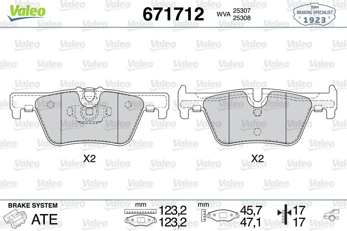 BMW 2 Serisi F22 2012-2018 Fren Balatası Arka | VALEO 671712