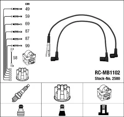 Mercedes W126 Kasa M110 Buji Kablosu | NGK 2580