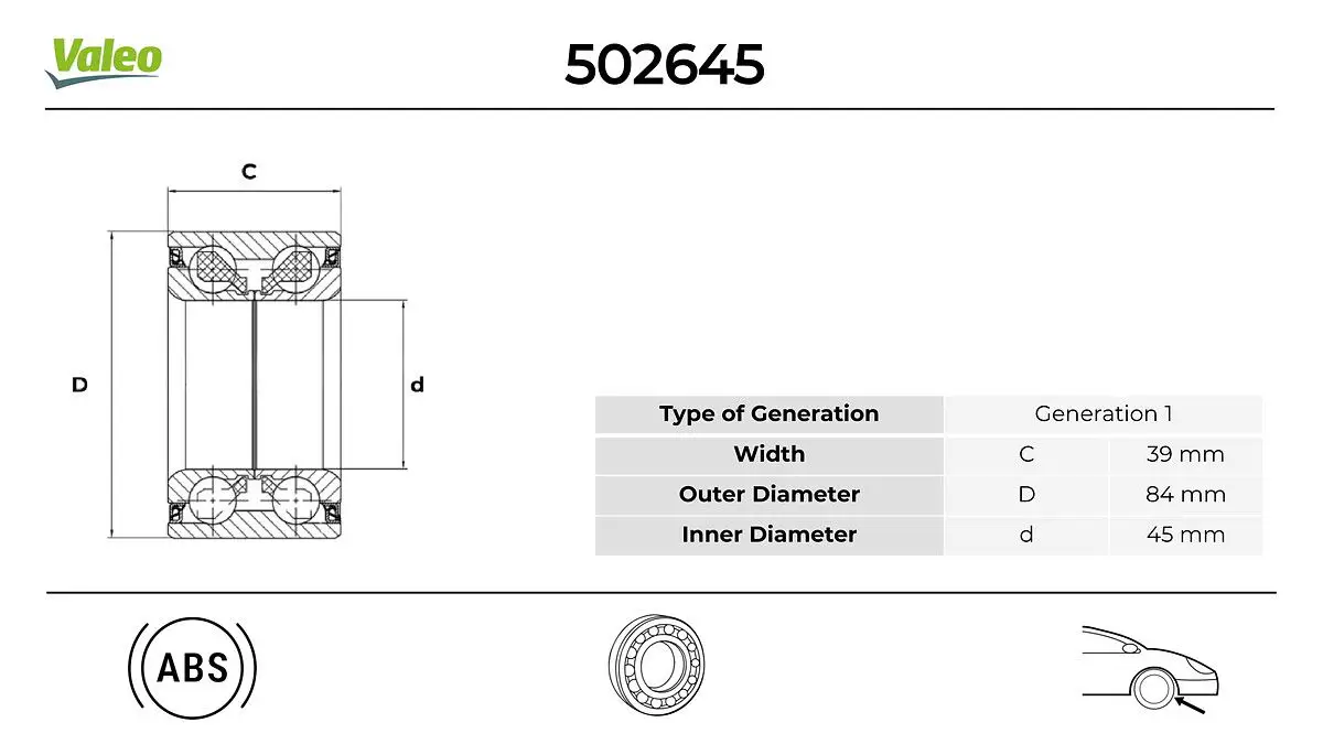 Mercedes B Serisi W245 Ön Teker Rulmanı Seti | VALEO 502645