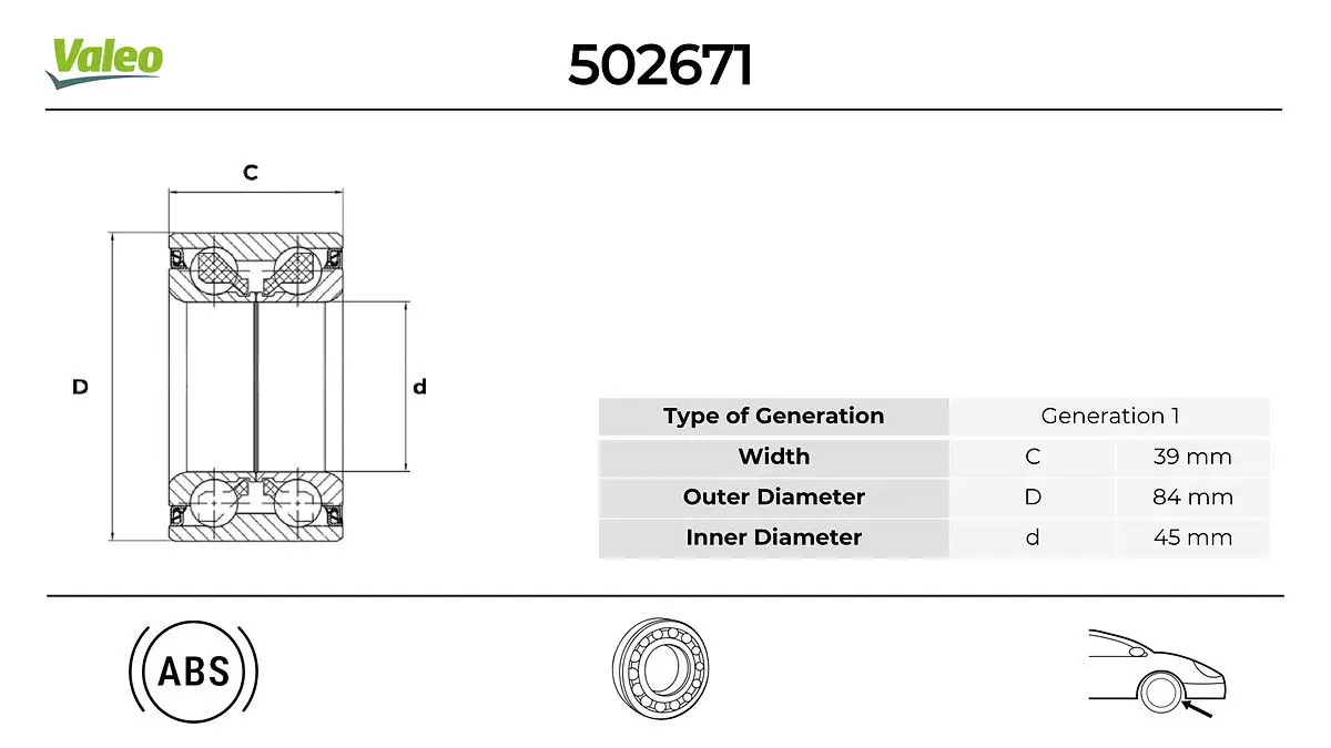 Mercedes B Serisi W245 Ön Teker Rulmanı Seti | VALEO 502671