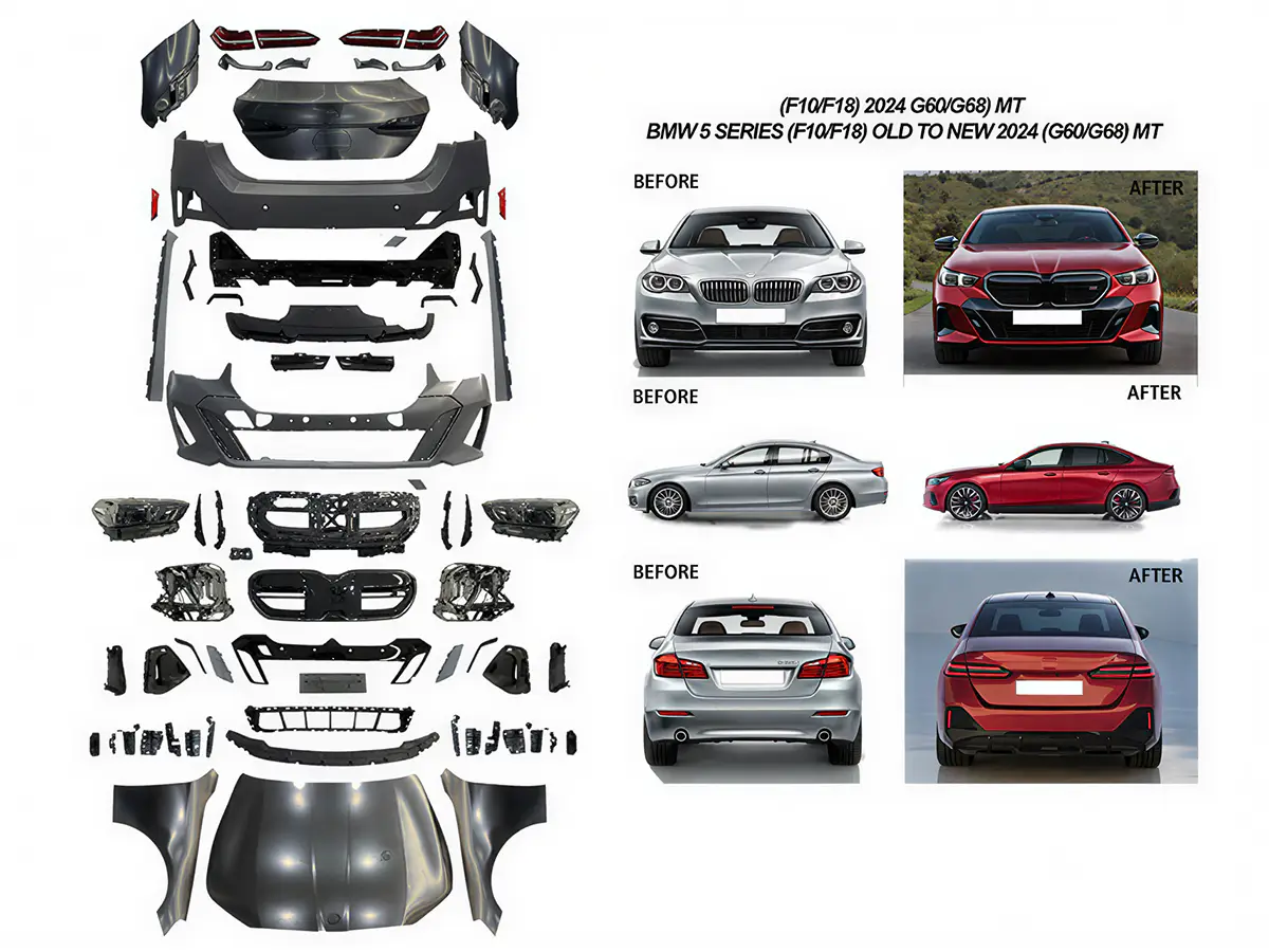 BMW 5 Serisi F10 2009-2016 Komple Gövde Kiti [DONUSUM => G60] PDCli:Ön/Arka, Mrşp-li, Panj-lu, Kaput/Çamurluk/Bagaj Kap., Far/Stop -M-Tech- 2010-13 | WENDER BA0102209