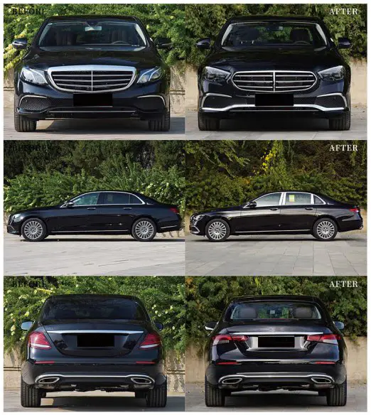 Mercedes E Serisi W213 2017- Gövde Kiti [2016-19 DONUSUM => 2020-...] Çift Egzoz Çıkışlı (Tek+Tek) Egzoz Uçlu, Panjururlu, Bagaj Kapağı, Far/Stop | WENDER MA2132212