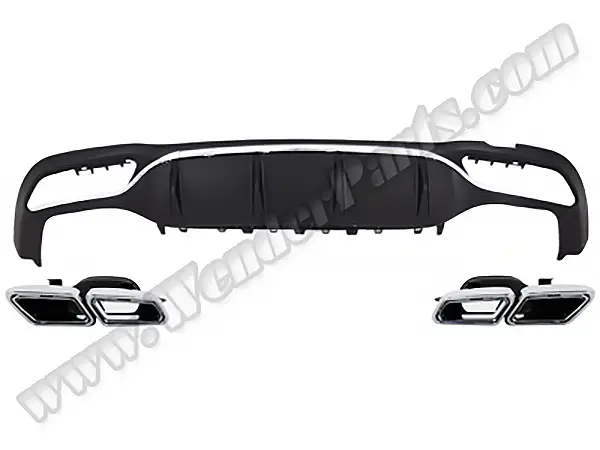 Mercedes E Serisi W213 2017- Tampon Difüzör Seti Arka; Dörtlü Egzoz Çıkışlı Egzoz Uçlu, Nikelajlı | WENDER MA2138855402S1