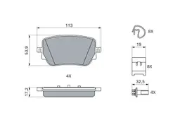 Mercedes W177 A 160d Fren Balatası Arka | BOSCH 0986424890