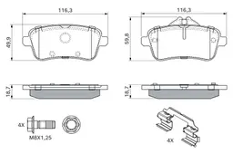 Mercedes W166 GLE 500e Fren Balatası Arka | BOSCH 0986494783