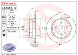 Mercedes W638 Arka Fren Diski Düz 280mm | BREMBO 08696810
