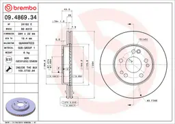 Mercedes W124 Kasa 280 E Ön Fren Diski Havalandırmalı | BREMBO 09486934