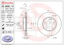 Mercedes B Serisi W245 B 150 Ön Fren Diski Havalandırmalı | BREMBO 09868014