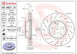Mercedes C Serisi W204 C 300 CDI 4-matic Ön Fren Diski Havalandırmalı | BREMBO 09A62131