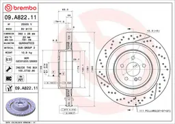 Mercedes W212 Arka Fren Diski 360mm | BREMBO 09A82211