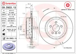 BMW 5 Serisi F90 518 d Mild-Hybrid Sağ arka Fren Diski Havalandırmalı | BREMBO 09D90313