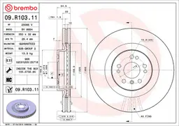 Mercedes R Serisi W251 R 280 Ön Fren Diski Havalandırmalı | BREMBO 09R10311