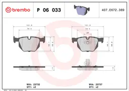 BMW 5 Serisi E60 525 xi Arka Fren Balatası | BREMBO P06033
