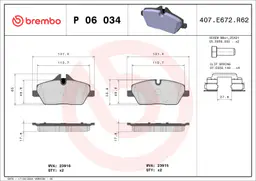 BMW 1 Serisi E87 116 i Ön Fren Balatası | BREMBO P06034