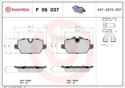 BMW 1 Serisi E87 118 d Arka Fren Balatası | BREMBO P06037