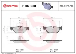 BMW 1 Serisi E87 120 d Arka Fren Balatası | BREMBO P06038