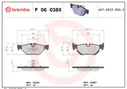 BMW 1 Serisi E87 120 d Arka Fren Balatası Xtra | BREMBO P06038X