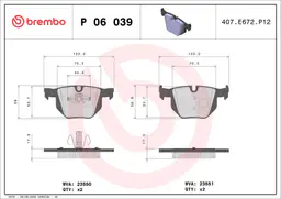 BMW 3 Serisi E90 325 d Arka Fren Balatası | BREMBO P06039