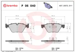 BMW 3 Serisi E90 316 i Ön Fren Balatası | BREMBO P06040