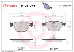 BMW 5 Serisi F10 525 d Ön Fren Balatası | BREMBO P06074
