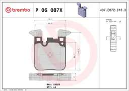 BMW 1 Serisi F20 116 d Arka Fren Balatası Xtra | BREMBO P06087X