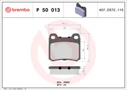 Mercedes W124 Kasa 200 E Arka Fren Balatası | BREMBO P50013