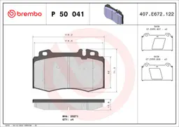 Mercedes S Serisi W220 S 320 Ön Fren Balatası | BREMBO P50041