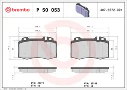 Mercedes C Serisi W203 C 200 Kompressor Ön Fren Balatası | BREMBO P50053
