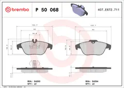 Mercedes C Serisi W204 C 180 CDI Arka Fren Balatası | BREMBO P50068