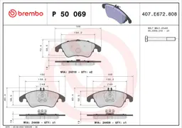 Mercedes C Serisi W204 C 250 Ön Fren Balatası | BREMBO P50069
