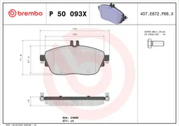 Mercedes B Serisi W246 B 200 CDI Fren Balatası Xtra | BREMBO P50093X