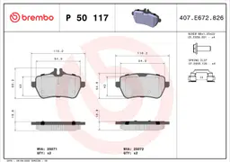 Mercedes S Serisi W222 S 560 e Arka Fren Balatası | BREMBO P50117