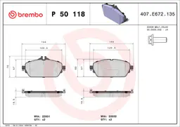 Mercedes C Serisi W205 C 200 EQ Boost 4-matic Ön Fren Balatası | BREMBO P50118