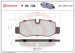 Mercedes Vito Serisi W447 V 250 BlueTEC / d Arka Fren Balatası | BREMBO P50126