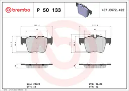 Mercedes GLC Serisi X253 250 d 4-matic Arka Fren Balatası | BREMBO P50133