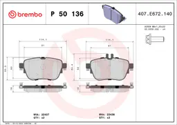 Mercedes E Serisi W213 E 180 Arka Fren Balatası | BREMBO P50136