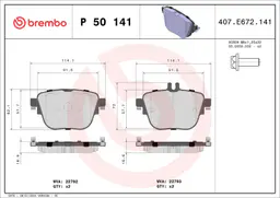 Mercedes E Serisi W213 E 350 EQ Boost Arka Fren Balatası | BREMBO P50141