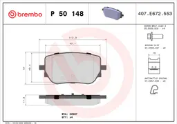 Mercedes A Serisi W177 A 160 d Arka Fren Balatası | BREMBO P50148