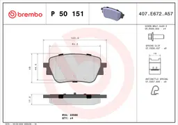 Mercedes A Serisi W177 A 180 Arka Fren Balatası | BREMBO P50151