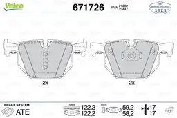 BMW X5 Serisi F15 2014-2018 Fren Balatası Arka | VALEO 671726