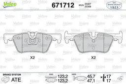 BMW 2 Serisi F22, F23, F87 14- Fren Balatası Arka | VALEO 671712